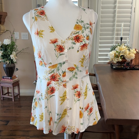 Torrid Rayon Slub Button Up With Waist Detail Tank. Size 10/M - Picture 3 of 8